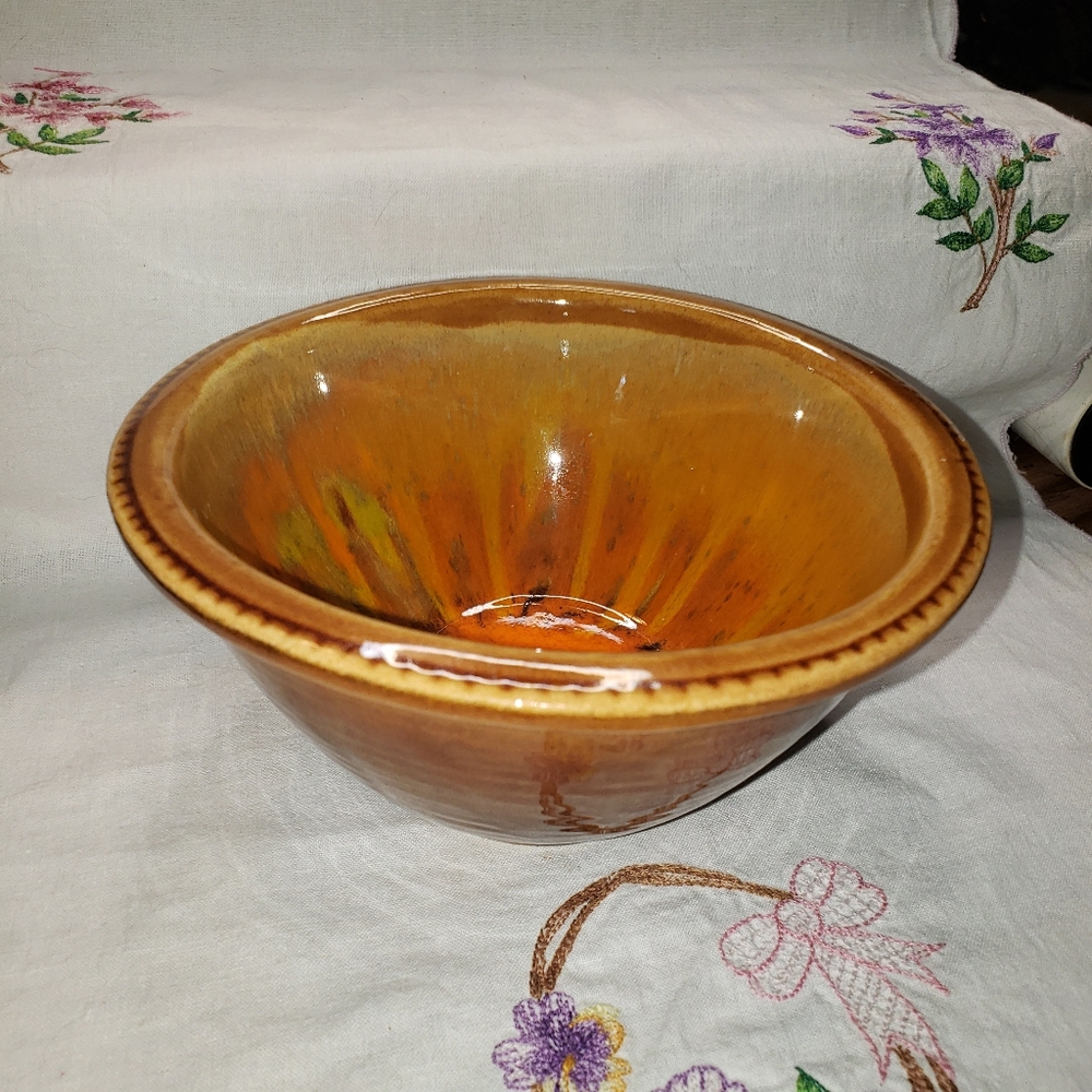 Vintage California USA Pottery Orange Brown Drip Glaze MCM 1920-1950